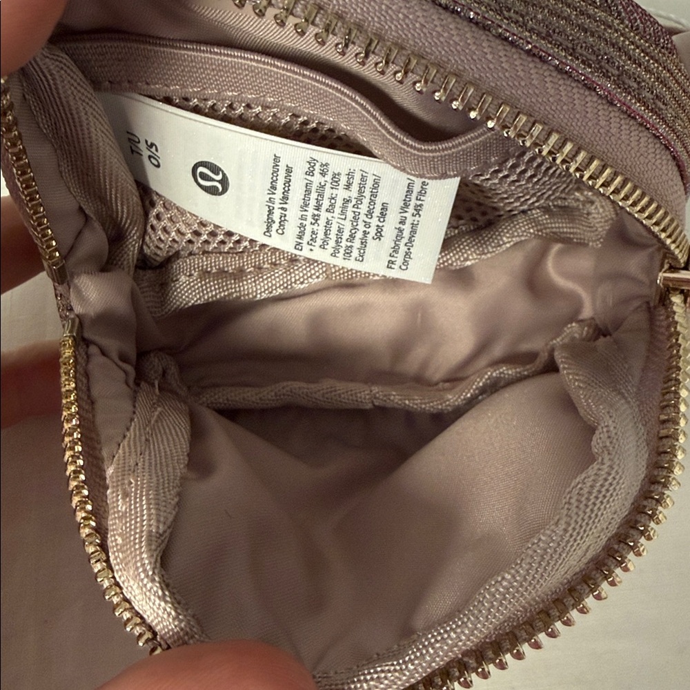 Lululemon Everywhere Belt Bag Nano Glitter Pink Champagne Wristlet NWT - Picture 6 of 6